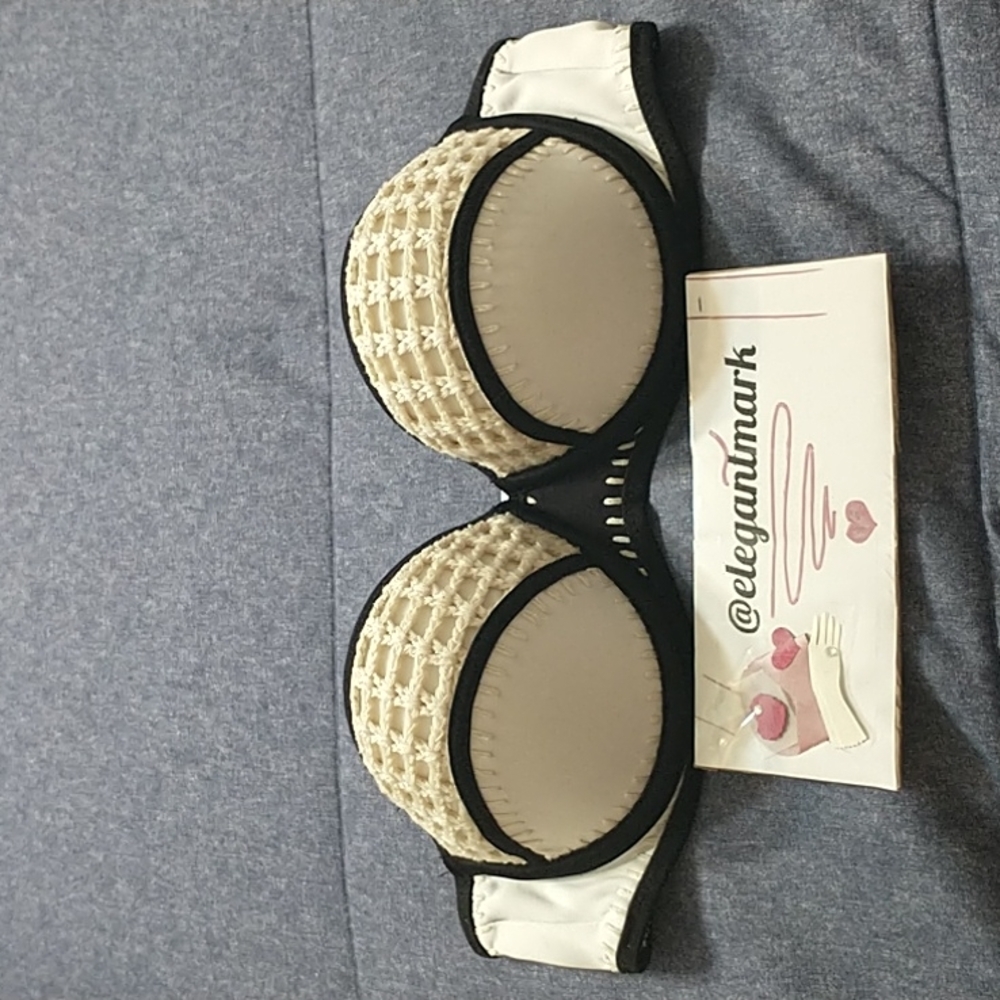 Victoria's Secret "CROCHET FLIRT BANDEAU" Bikini Swimsuit Top White